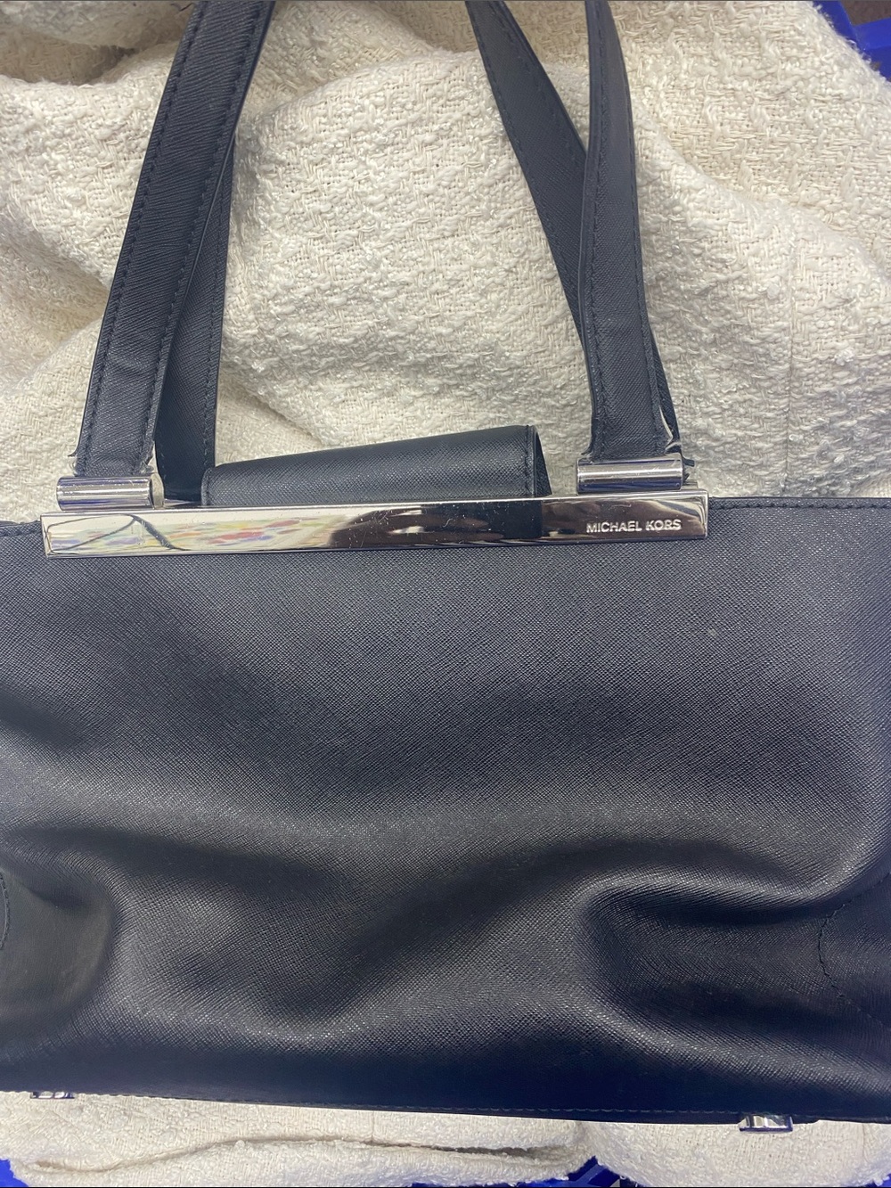 Michael Kors Black Saffiano Tote with Silver-Tone Accent